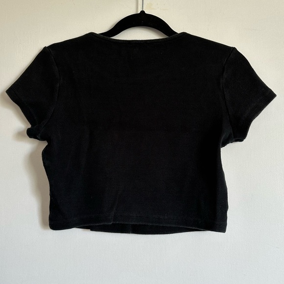 Princess Polly Black Ribbed Cropped Classic T-Shirt size 8 EUC - Picture 3 of 7